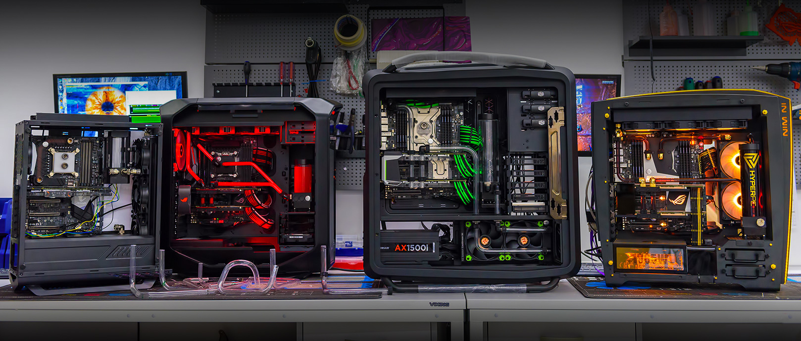 Water-cooled computer assembly at HYPERPC